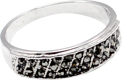 

Silvesto India Marcasite Silver Plated Ring Jewellery Stone Crystal Silver Plated Ring, Black