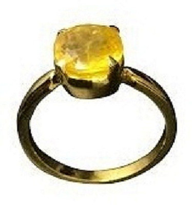 

Jaipur Gemstone Yellow sapphire Ring with Natural Pukhraj stone Stone Sapphire Gold-plated Plated Ring