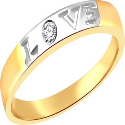 

SMJ LOVE KISS BAND Metal Cubic Zirconia Ring, Yellow;gold