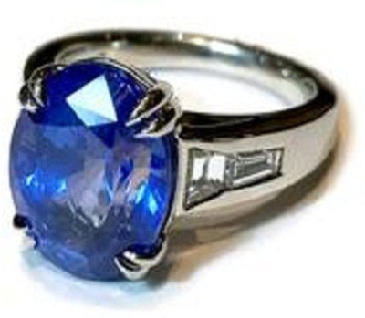 

Jaipur Gemstone Stone Sapphire Silver Plated Ring, Blue