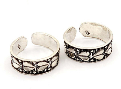 

MANJARI JEWELS SCT10 Silver Cubic Zirconia Silver Plated Toe Ring Set, Black