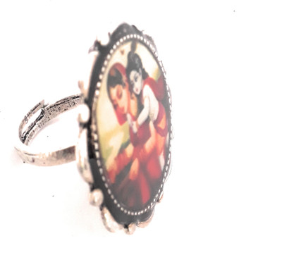 

Preet Art Jewellery Metal Black Silver Plated Ring, Multicolor;silver
