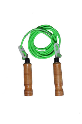 

PMG Wooden Handle Pvc Rope For Gym Fitness & Workout Freestyle Skipping Rope(Green, Length: 10.5 inch)