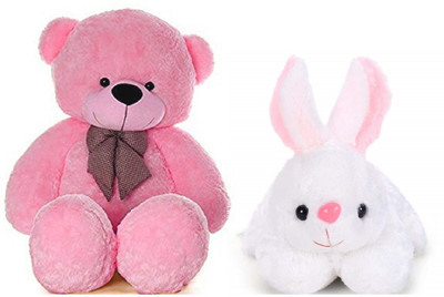 

V Teddy 3 feet Long Cute teddy bear White Cute Soft Rabbit Toy - 90.09999899 cm(Pink, White)