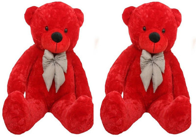 

THE HIGH THINKING TOYS Combo Offer Pack of Two Red Teddy Bear with Bow Buy One Get One 3 Feet - 91 cm(Red)