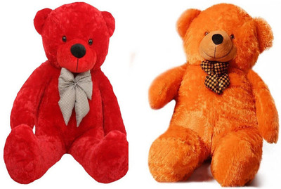 

THE HIGH THINKING TOYS Combo Offer Pack of Two Red & Brown Teddy Bear with Bow Buy One Get One 3 Feet - 91 mm(Red, Brown), Brown;red