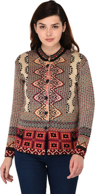eWools Self Design Round Neck Casual Women Multicolor Sweater
