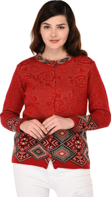 eWools Self Design Round Neck Casual Women Multicolor Sweater