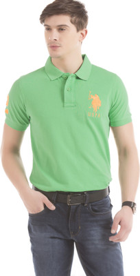 

U.S. Polo Assn. Solid Men's Polo Neck Green T-Shirt, Irish green