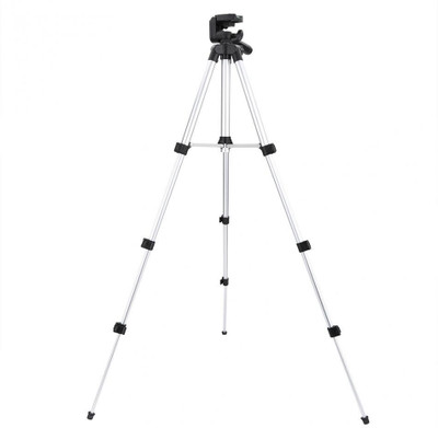 

Piqancy 3110 Portable Camera Tripod With Three-Dimensional Head & Quick Release Plate With Mobile Clip Holder Tripod(Silver, Supports Up to 500 g)