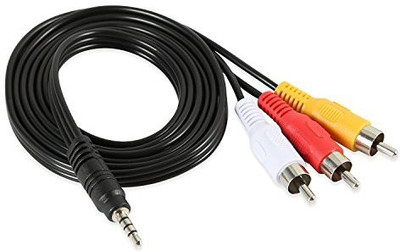 

Kebilshop TV-out Cable 3.5 mm jack Aux Stereo Male To 3 RCA Male Audio Video Cable (2 Pcs) 1.5 Meter AUX Cable ,Copper For LED,LCD,TV,SET TOP BOX,HOME THEATRE,MOBILE(Black, For TV, 1.5)
