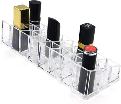 

LS Letsshop 24 Grid/Case Lipstick Organizer Nail Polish Cosmetic Storage Rack Holder Stand Lipstick Stand Vanity Box(Transparent)