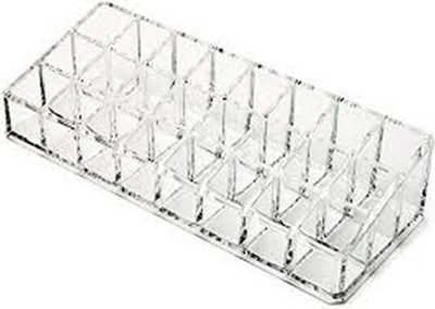 

LS Letsshop 24 Grid Squares Cosmetic Lipstick Lip Gloss Nail Polish Plastic Shelf Stand Lipstick Stand Vanity Box(Transparent)