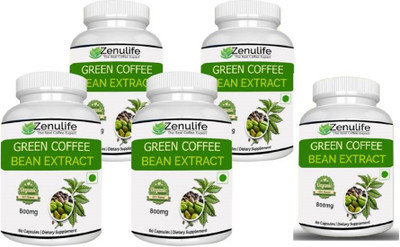 

Zenulife Natural Green Coffee Extract 800 Mg Capsules Pack of 5 (300 No)(60 No)