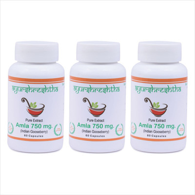 

Ayurshreshtha Amla Capsule for protection of damage cells & Antioxidents(180 Capsules,750Mg)(180 No)