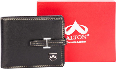 Alton Men Black Genuine Leather Wallet(7 Card Slots)