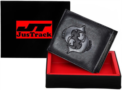 

JusTrack Men Casual Black Genuine Leather Wallet(2 Card Slots)