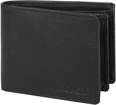 

Wooden Men Formal Black Genuine Leather Wallet(4 Card Slots)