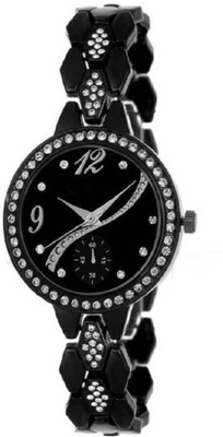 

FabSale Best New Designer Black Metal Strap Stylish Attractive Round Black Dial Latest Analog Wrist Watch - For Women