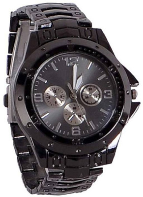 

FabSale Best New Designer Black Metal Strap Stylish Attractive Round Black Dial Chronograph Pattern On Dial Latest Analog Wrist Watch - For Men & Women