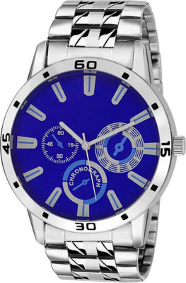 

FabSale Best New Designer Silver Metal Strap Stylish Attractive Round Blue Dial Latest Analog Wrist Watch - For Boys