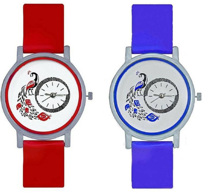 

FabSale Best New Designer MultiColor PU Strap Stylish Attractive Round White Dial (Pack Of 2) Latest Analog Wrist Watch - For Women