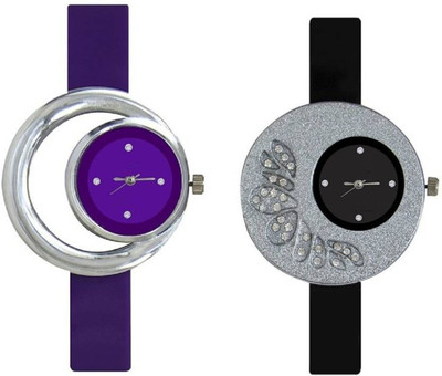 

FabSale Best New Designer MultiColor PU Strap Stylish Attractive Round MultiColor Dial (Pack Of 2) Latest Analog Wrist Watch - For Women