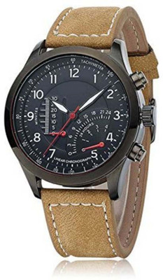 

FabSale Best New Designer Brown Synthetic Leather Strap Stylish Attractive Round Black Dial Latest Analog Wrist Watch - For Boys
