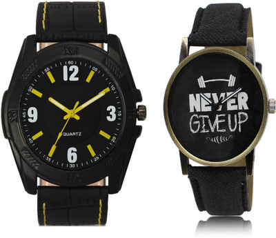

Lifetime latest design black dial and black belt with good quote combo of 2 Watch Perfect Gift for boy PartyWear+Casual+Formal Watch Watch Watch - For Boys