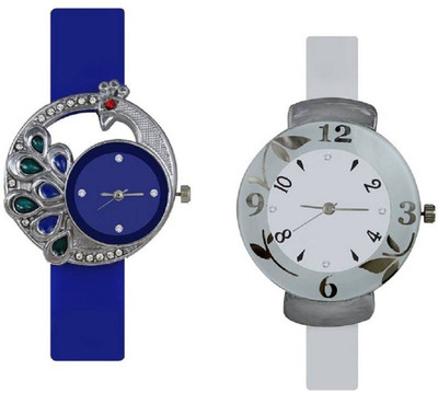 

FabSale Best New Designer MultiColor PU Strap Stylish Attractive Round MultiColor Dial Peacock Case(Pack Of 2) Latest Analog Wrist Watch - For Girls