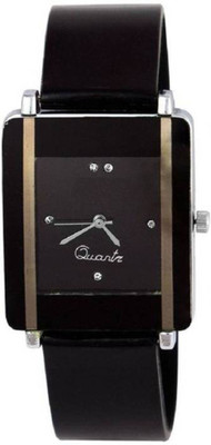 

FabSale Best New Designer Black PU Strap Stylish Attractive Square Black Dial Diamond Studded On Dial Latest Analog Wrist Watch - For Girls