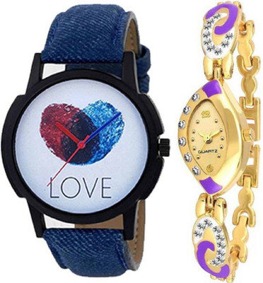 

Ismart Stylish Designer Couple Combo Pack 2 Leather & Metal Belt Watch Watch - For Men & Women