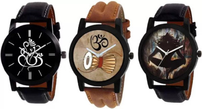 

PARALLEL TIMES Presenting Leather Strap Multicolor Lord Ganesha Lord Mahadev Om Stylish Analog watch combo of 3 watches for Boys n Girls With Best Price Watch - For Men & Women