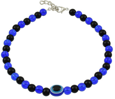 HIGH TRENDZ Handmade Divine Black Beads Evil Eye Alloy Anklet