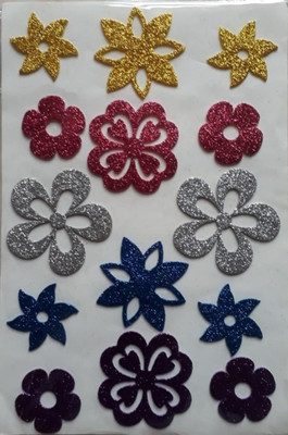 

ecaart Glitter Flower Design Foam Sheet Sticker set of 3