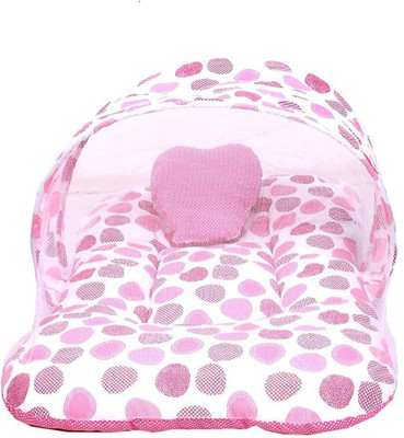 

RBC RIYA R pink dot net bed baby mosquito net bed foldable(Fabric, Pink)