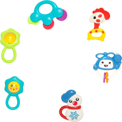 

Baybee Rattles Set Baby Toy 6 Pcs Baby Fish Rattle, Crab Rattle and Happy Rattle Rattle(Multicolor)