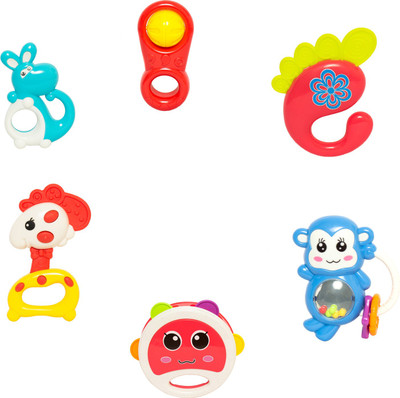 

Baybee Rattles Set Baby Toy 5 Pcs Baby Fish Rattle, Crab Rattle and Happy Rattle Rattle(Multicolor)