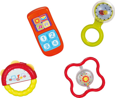 

Baybee Baby Combo Pack of Rattle Spin Ring, Bell Rattle, Mobile Phone Rattle(Red)