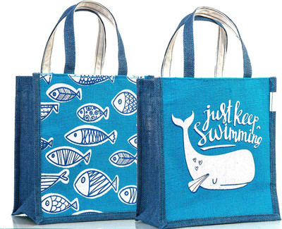 

H&B Jute Bag / Jute Lunch Bag with Zip / Tiffin Bag / handbag Waterproof Lunch Bag(Blue, 10 L)