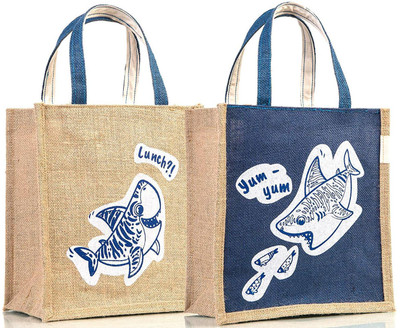 

H&B Jute Bag / Jute Lunch bag / Tiffin Bag/ handbag Waterproof Lunch Bag(Blue, 10 L)
