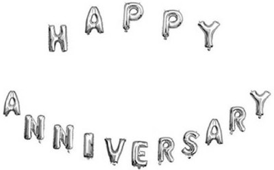 

Charismacart Solid Solid 16" SIlver Letter-shaped Foil Balloons "HAPPY ANNIVERSARY" (SILVER) Balloon (Silver, Pack of 1) Letter Balloon(Silver, Pack of 13)