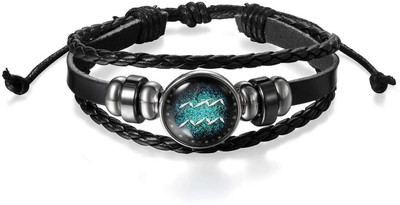 

Yellow Chimes Leather Bracelet, Black