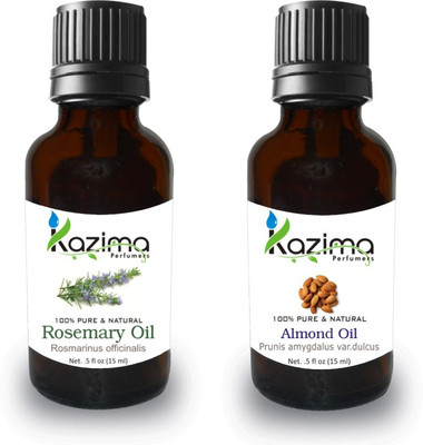 

KAZIMA Combo of Rosemary Oil and Almond Oil For Hair Growth, Skin care (Each 15ML )- 100% Pure Natural Oil(15 ml)