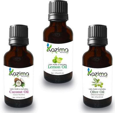 

KAZIMA Combo of Coconut Oil, Olive Carrier Oil and lemon Essential Oil (Each 15ml)(15 ml)