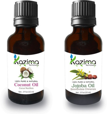 

KAZIMA Combo of Jojoba Oil and coconut Oil for Hair Growth, Skin care (Each 15ML )- 100% Pure Natural Oil(15 ml)
