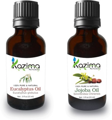 

KAZIMA Combo of Jojoba Oil and Eucalyptus Oil for Beard & Hair Growth, Skin care (Each 15ML )- 100% Pure Natural Oil(15 ml)