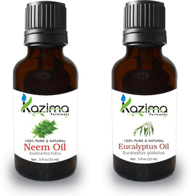 

KAZIMA Combo of Neem Oil and Eucalyptus Oil For Hair Growth, Skin care (Each 15ML )- 100% Pure Natural Oil(15 ml)