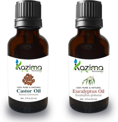 

KAZIMA Combo of Castor Oil and Eucalyptus Oil For Hair Growth, Skin care (Each 15ML )- 100% Pure Natural Oil(15 ml)