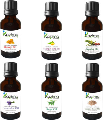 

KAZIMA Combo of Orange Oil, Ylang-Ylang Oil, sage Oil, lavender Oil, jojoba Oil and sesame Oil ( Each 15ml )(15 ml)